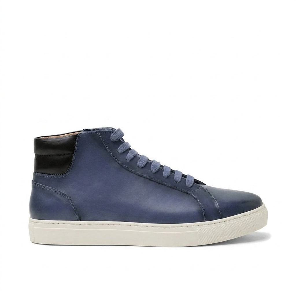 Height Increasing Navy Blue Leather Angus Sneaker Boots