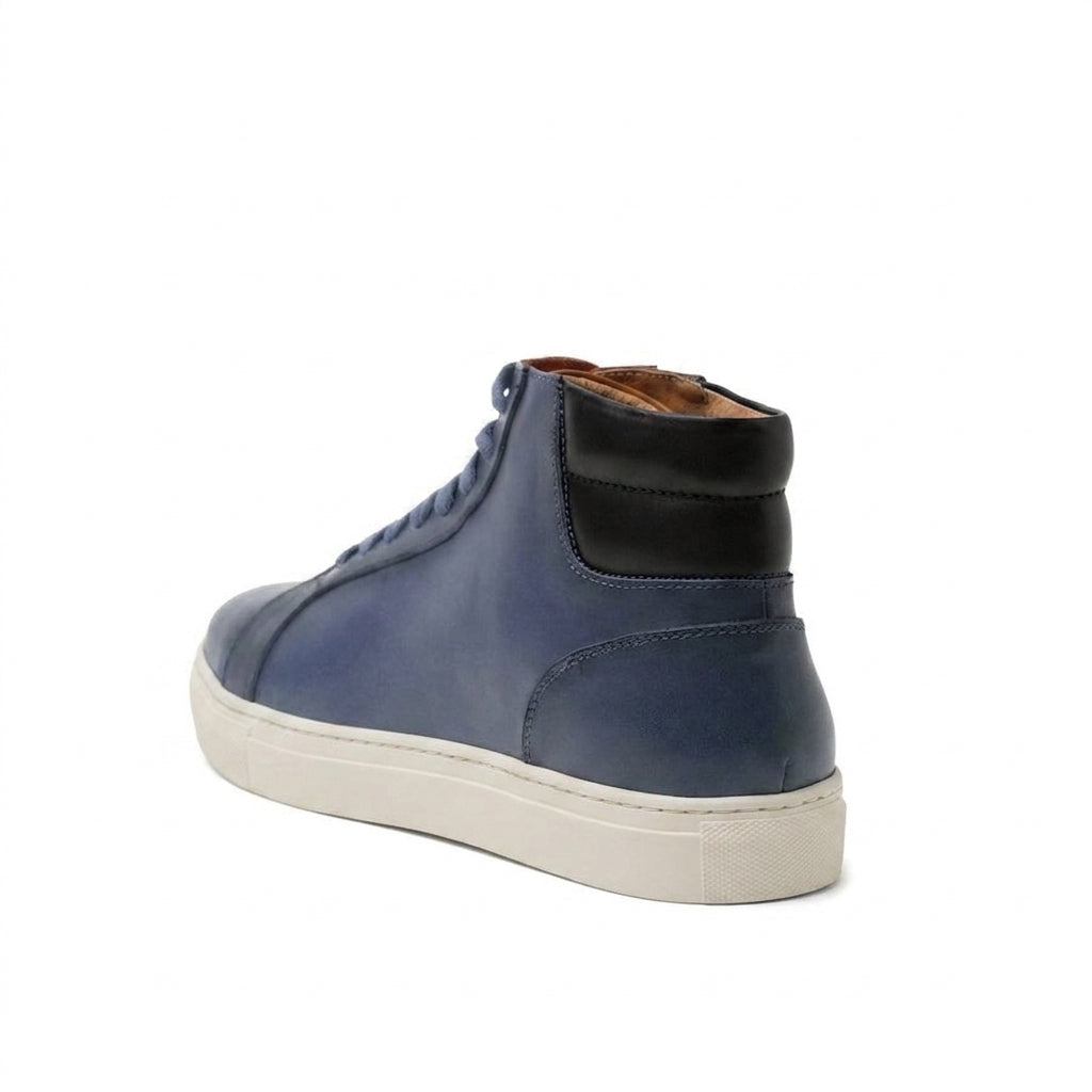 Height Increasing Navy Blue Leather Angus Sneaker Boots
