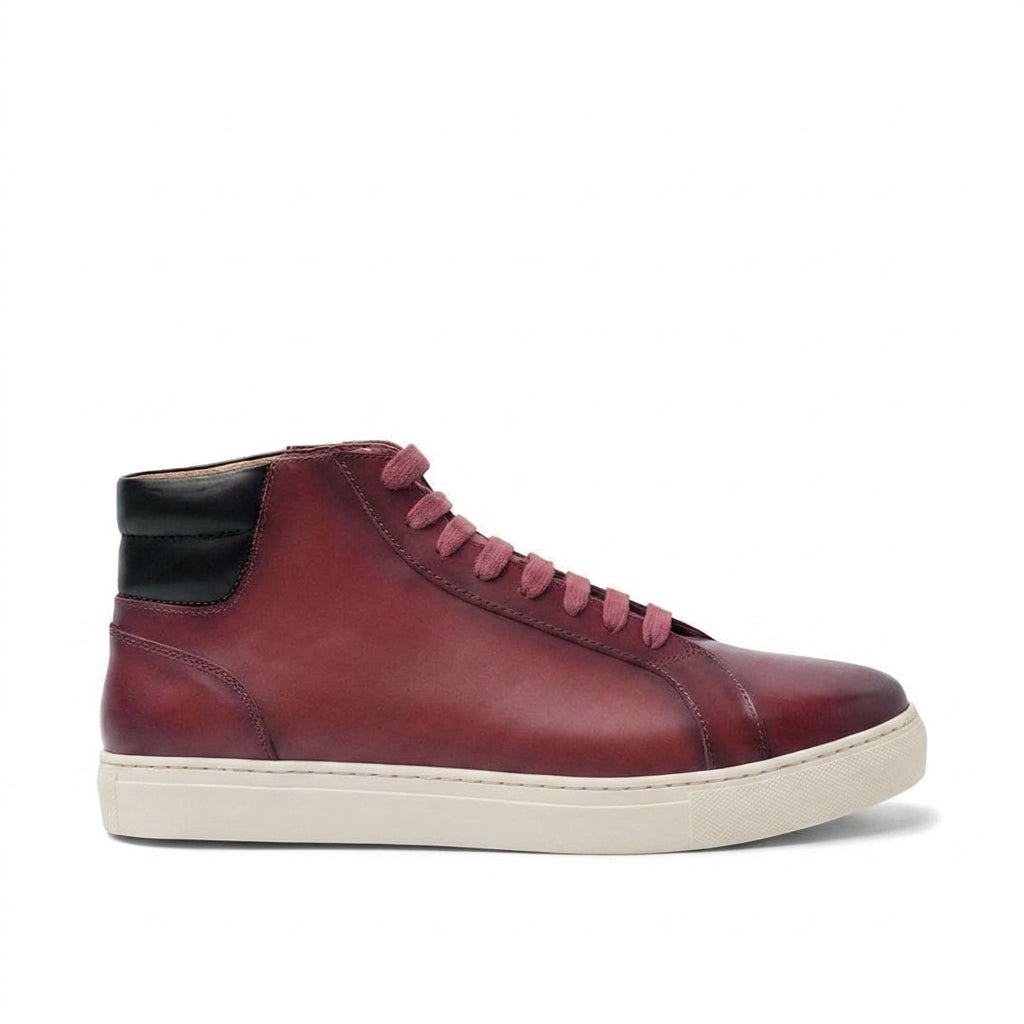 Height Increasing Dark Red Leather Angus Sneaker Boots