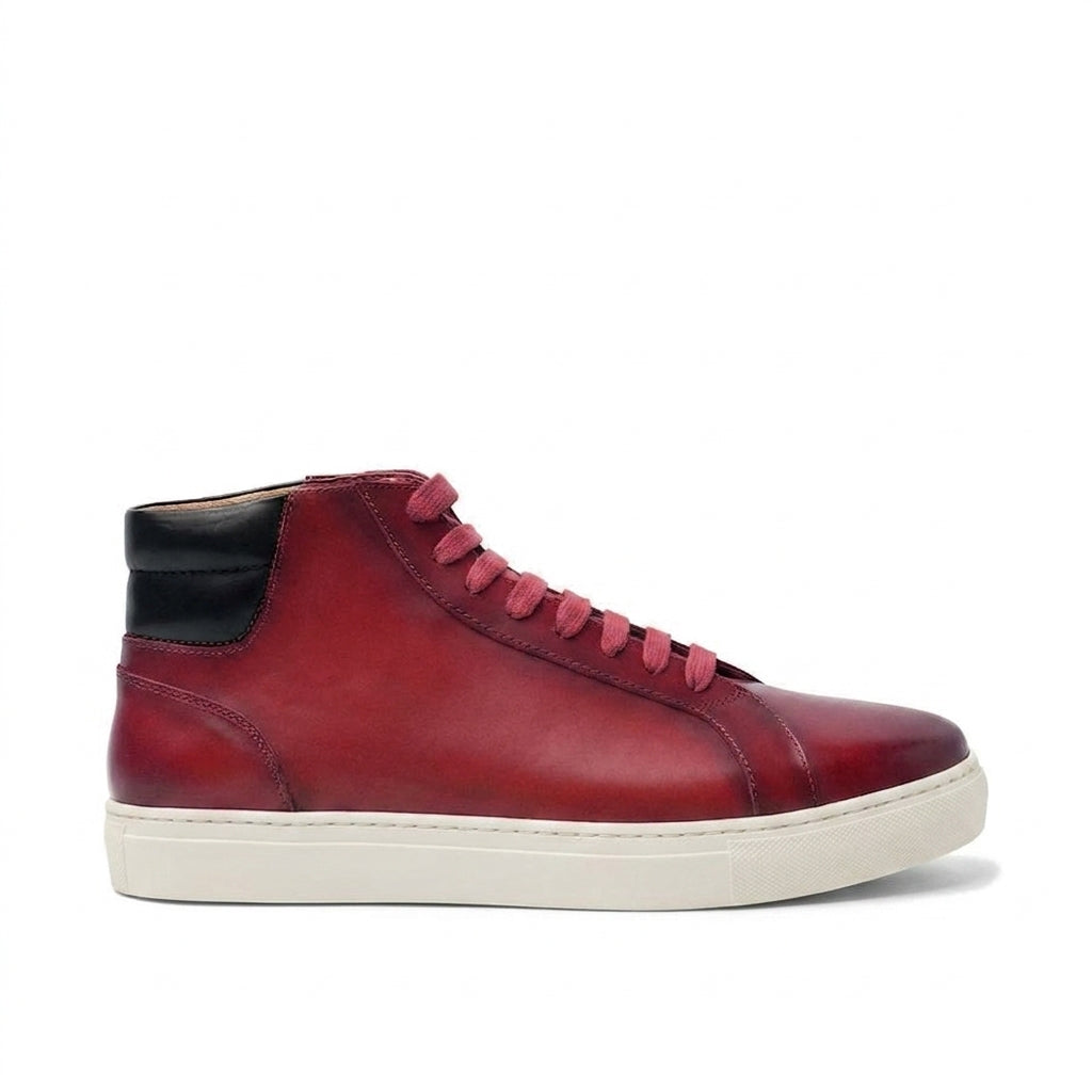 Height Increasing Cherry Red Leather Angus Sneaker Boots