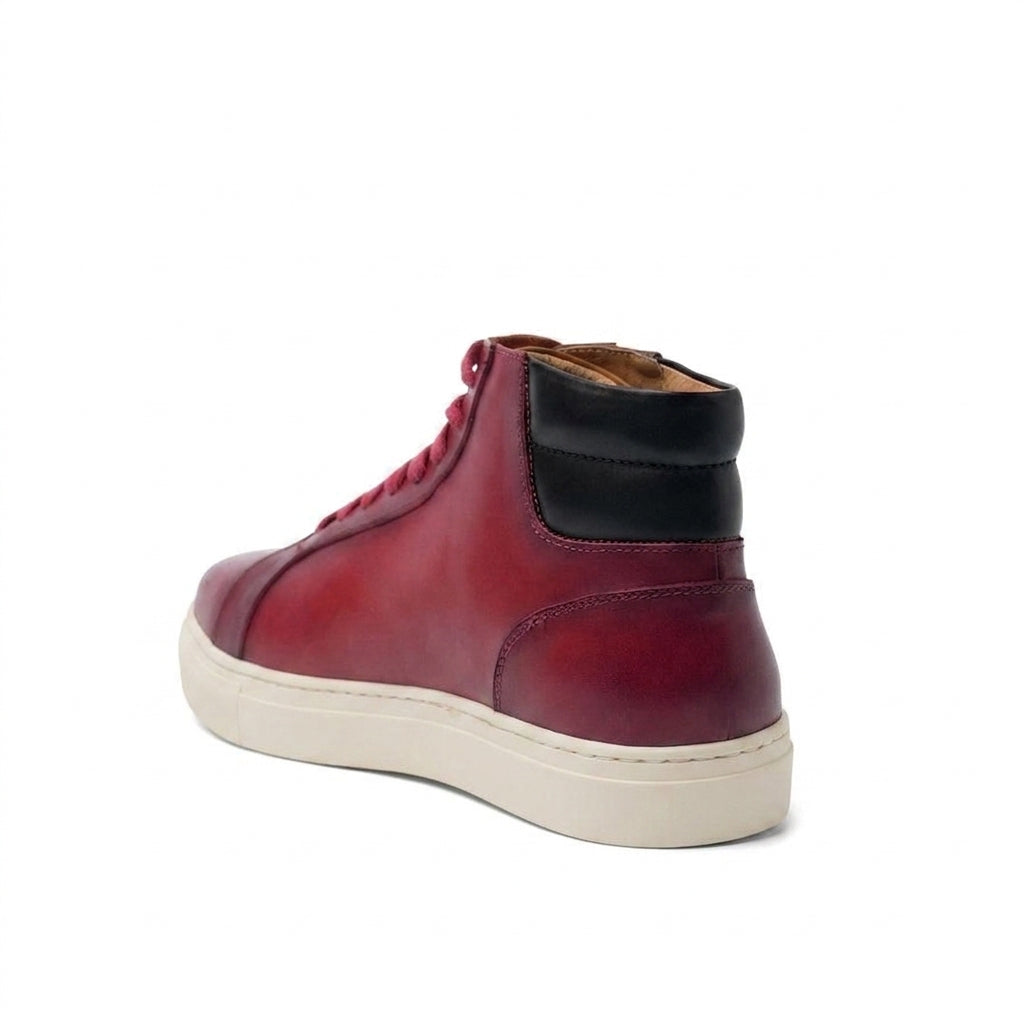 Height Increasing Cherry Red Leather Angus Sneaker Boots
