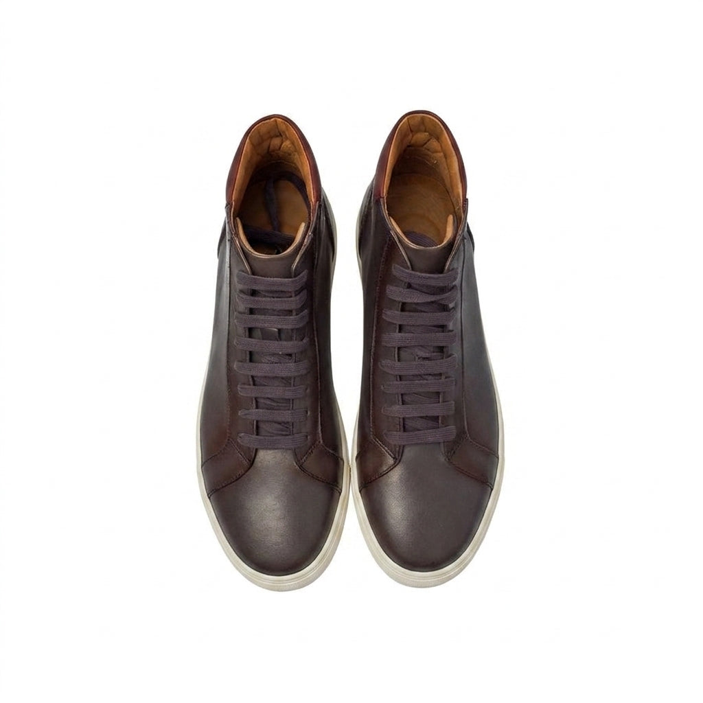 Height Increasing Brown Leather Angus Sneaker Boots