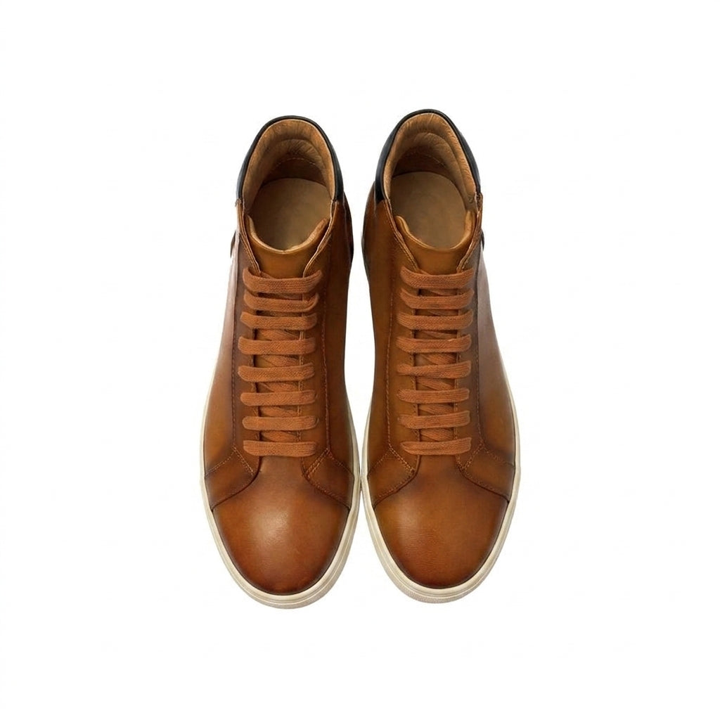 Height Increasing Tan Leather Angus Sneaker Boots