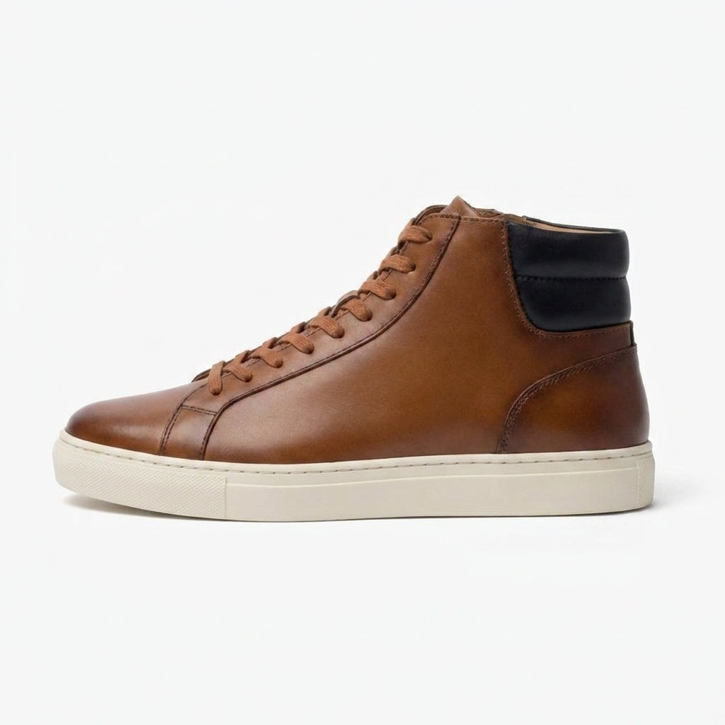 Height Increasing Tan Leather Angus Sneaker Boots