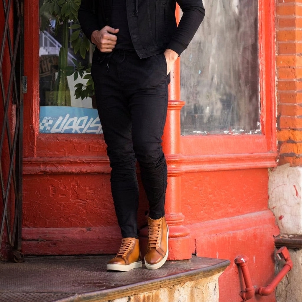 Height Increasing Tan Leather Angus Sneaker Boots