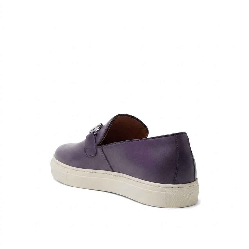 Height Increasing Purple Leather Alvin Horse Bit Slip On Sneakers