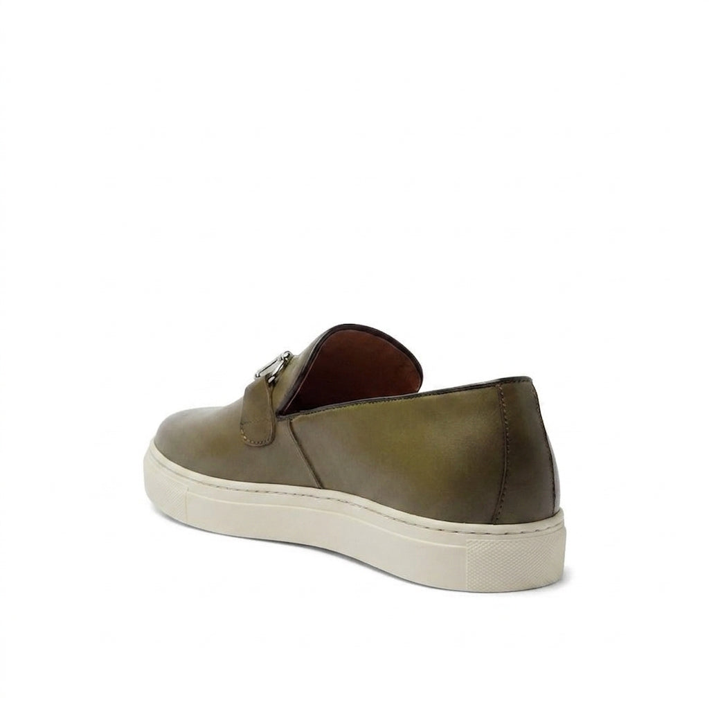 Height Increasing Green Leather Alvin Horse Bit Sneakers