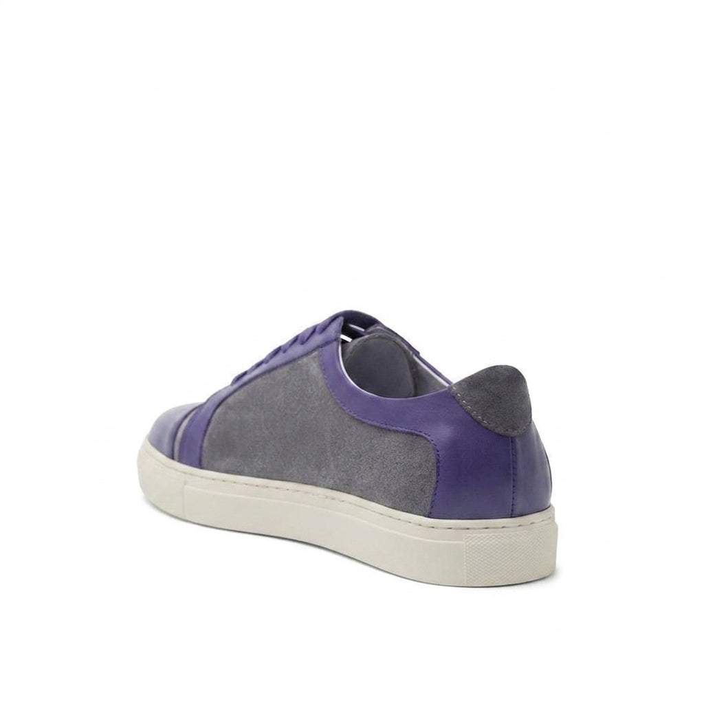 Height Increasing Purple Leather and Grey Suede Angus Lace Up Sneakers