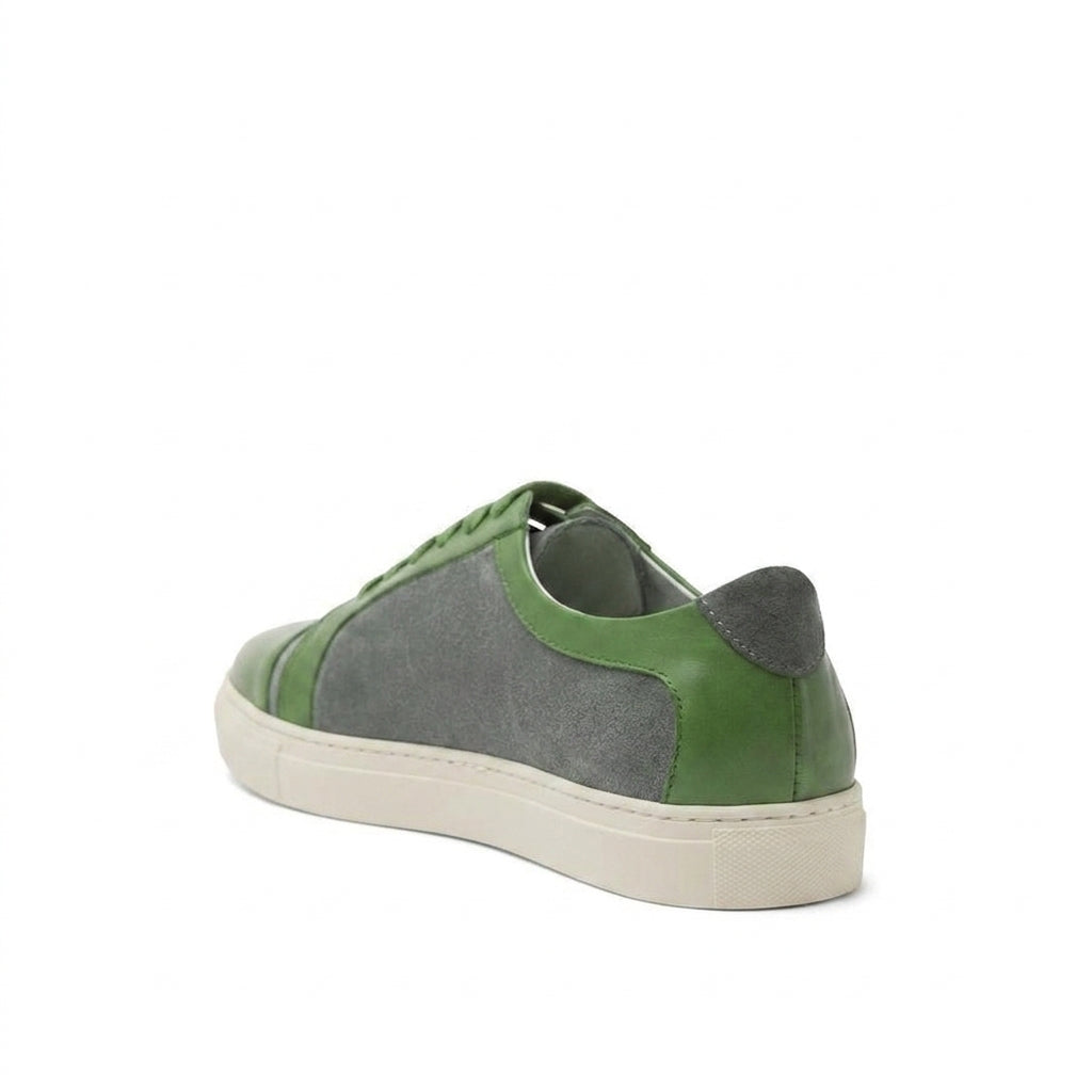 Height Increasing Green Leather and Grey Suede Angus Lace Up Sneakers