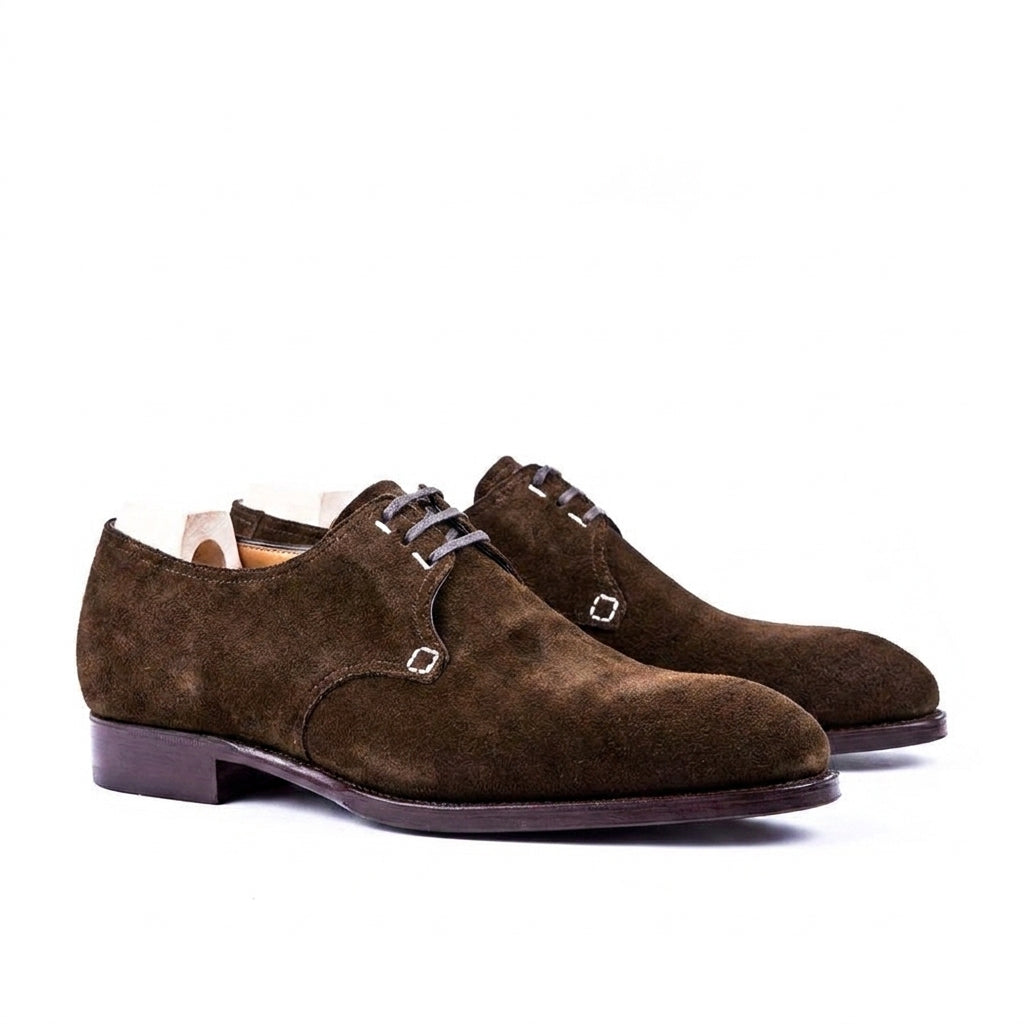 Height Increasing Goodyear Welted Sardoal Brown Suede Derby Loafer With Violin Leather Sole