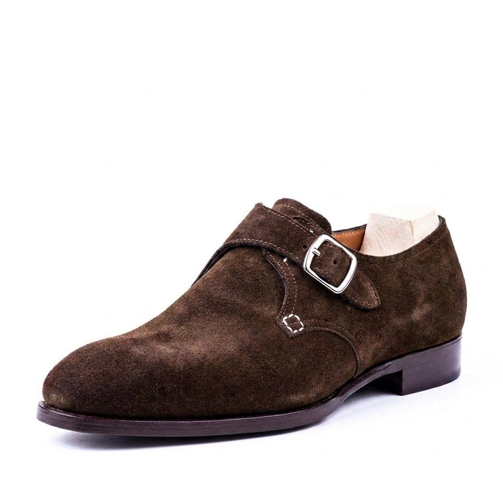 Height Increasing Goodyear Welted Sardoal Brown Suede Derby Loafer With Violin Leather Sole