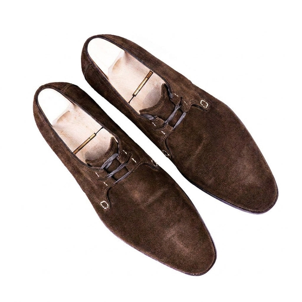 Height Increasing Goodyear Welted Sardoal Brown Suede Derby Loafer With Violin Leather Sole