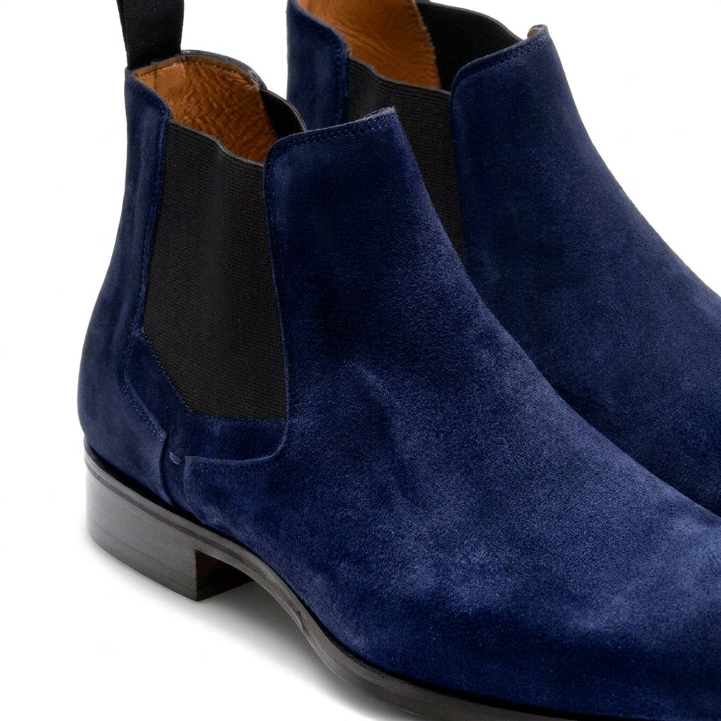 Height Increasing Navy Blue Suede Nantes Chelsea Boots