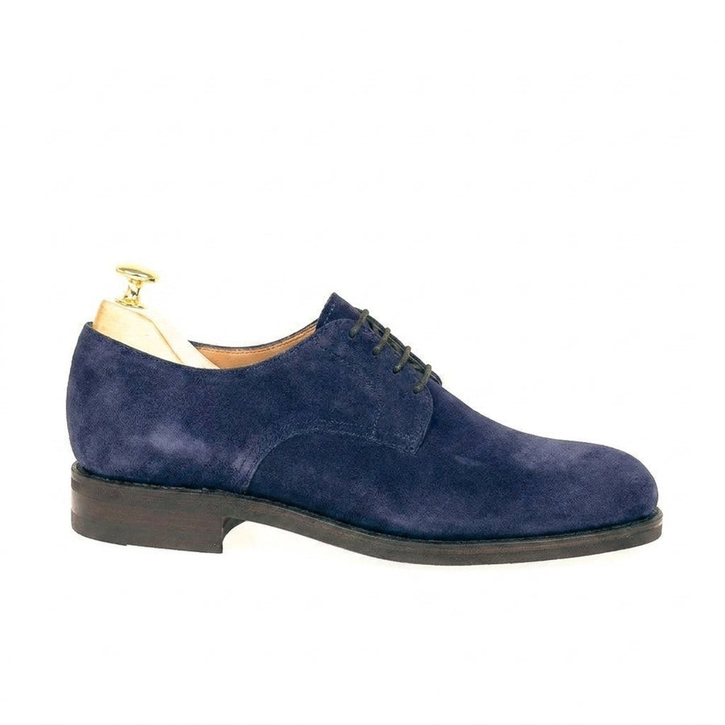 Height Increasing Navy Blue Suede Holstein Derby Shoes