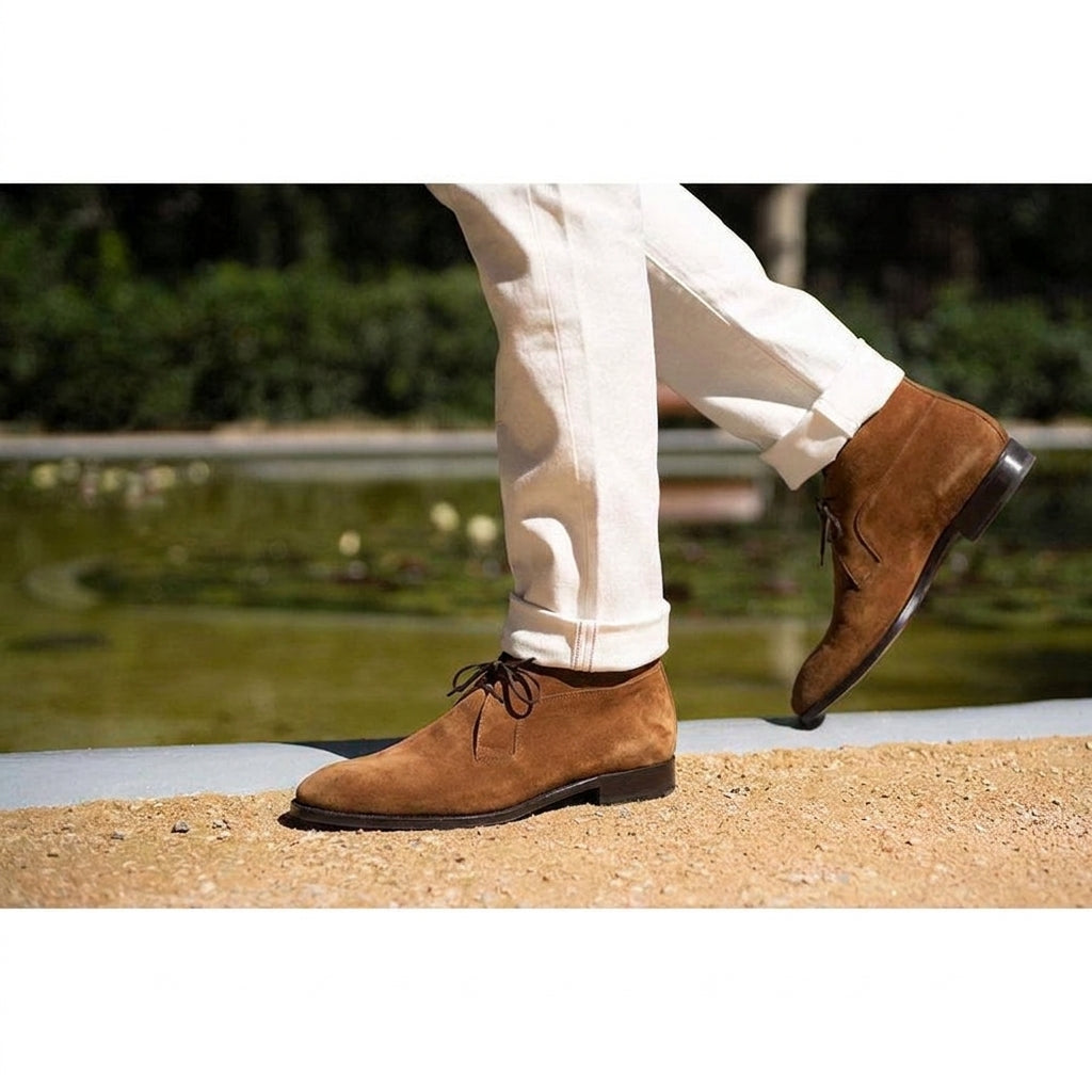 Height Increasing Brown Suede Corowa Chelsea Boots