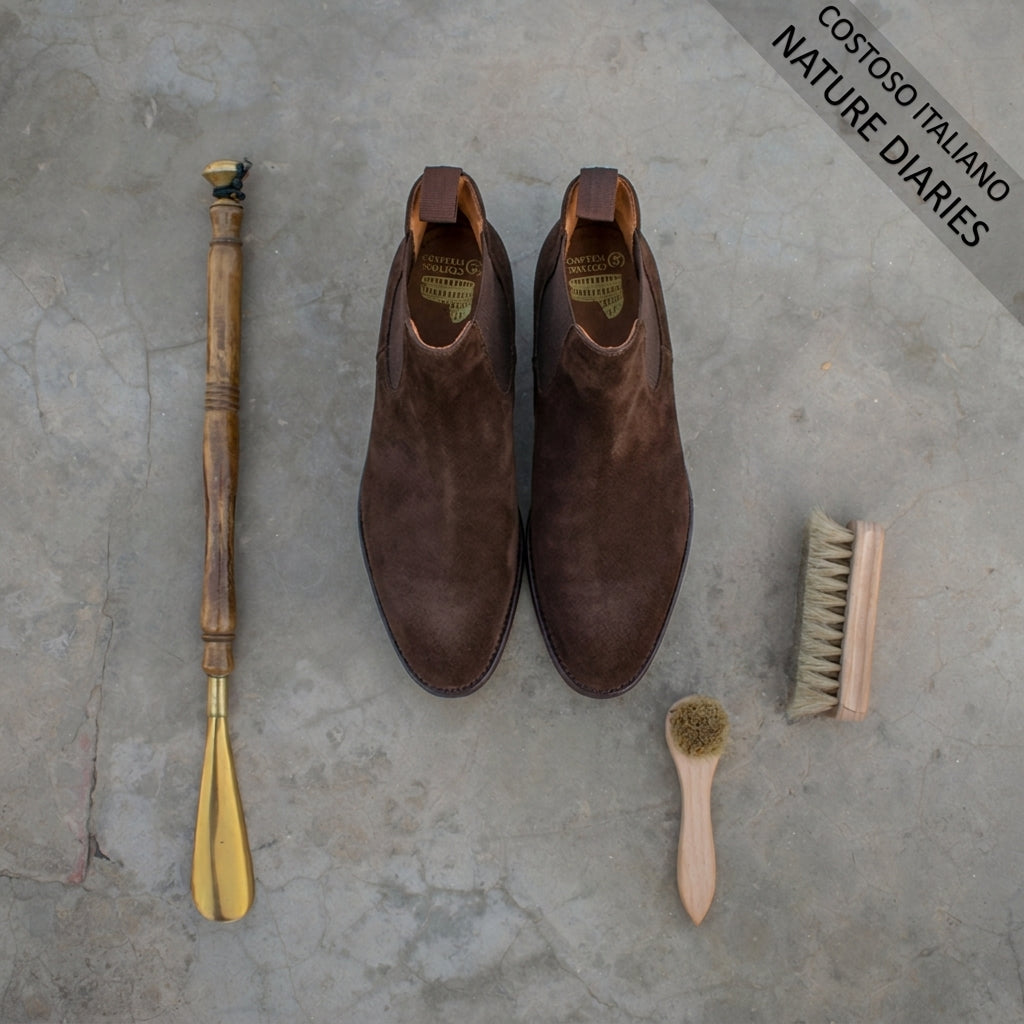 Height Increasing Brown Suede Fenland Slip On Chelsea Boots