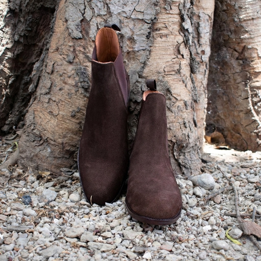 Height Increasing Brown Suede Fenland Slip On Chelsea Boots