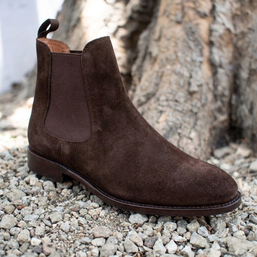 Height Increasing Brown Suede Fenland Slip On Chelsea Boots