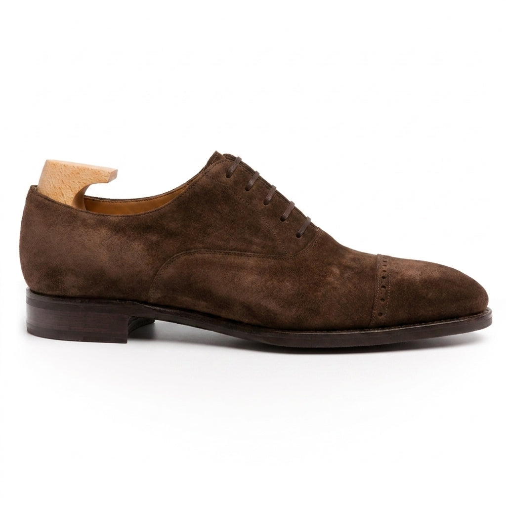 Height Increasing Brown Suede Eastney Toe Cap Oxfords
