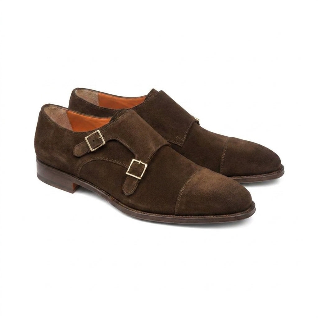Height Increasing Brown Suede Castle Monk Straps