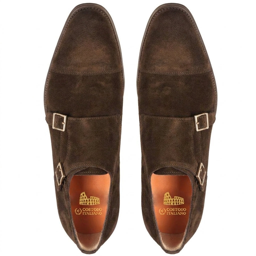 Height Increasing Brown Suede Castle Monk Straps