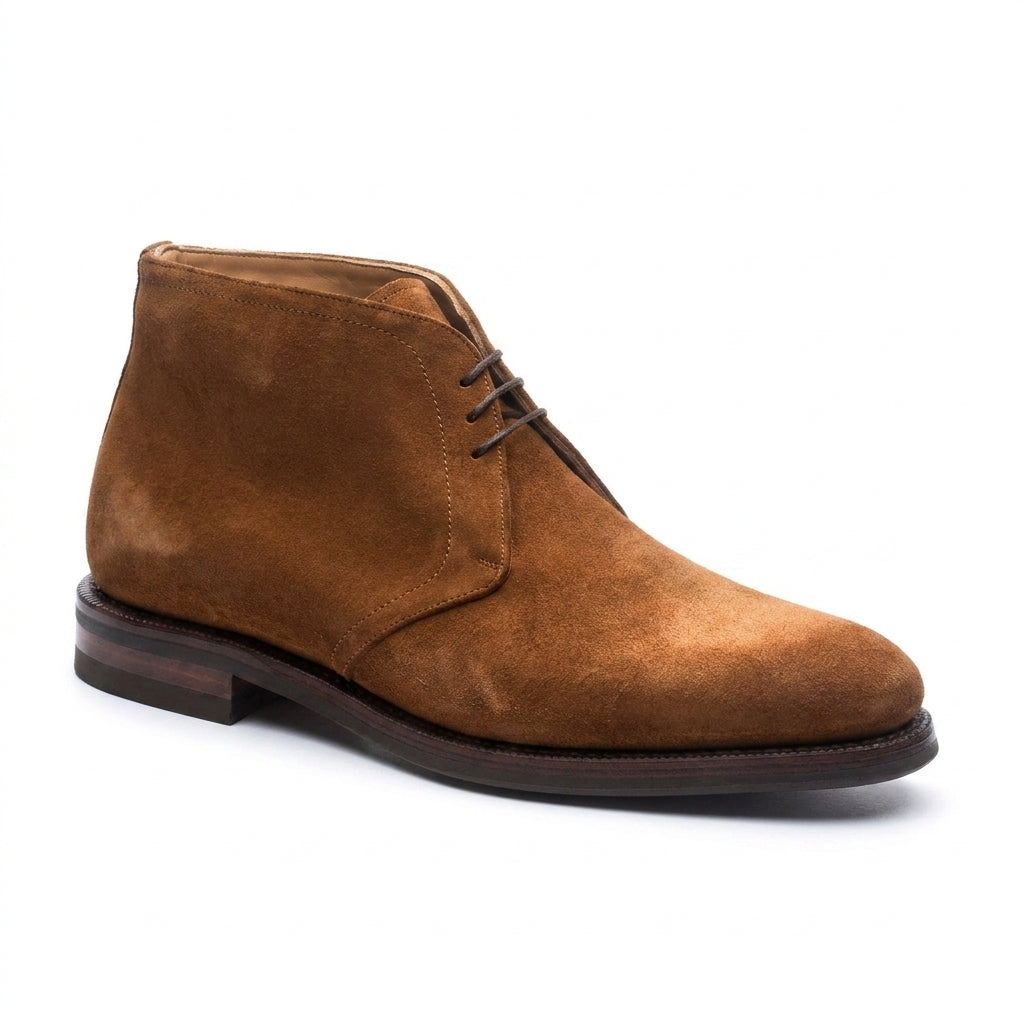Height Increasing Tan Suede Epsom Lace Up Chukka Boots
