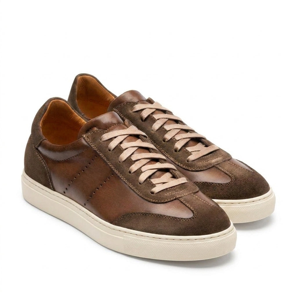 Brown Suede and Leather Navua Lace Up Sneakers