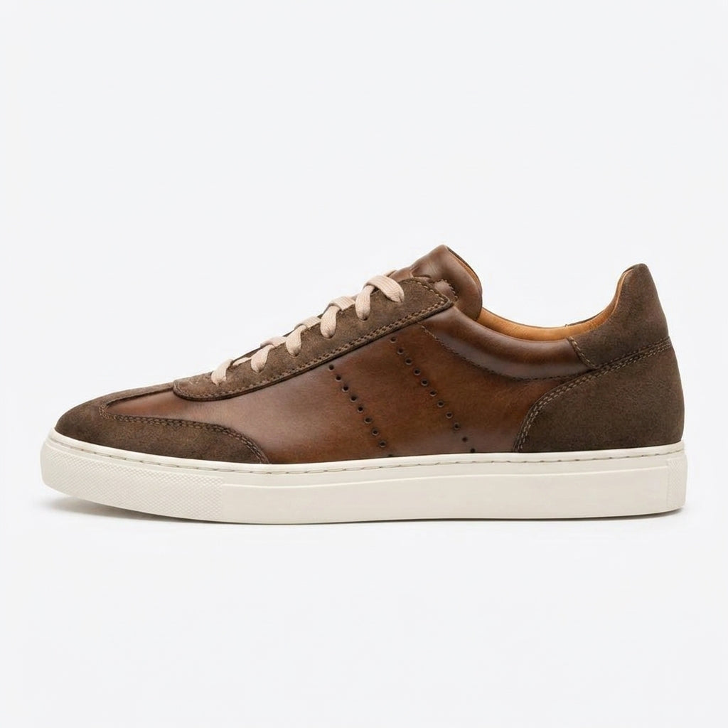 Brown Suede and Leather Navua Lace Up Sneakers