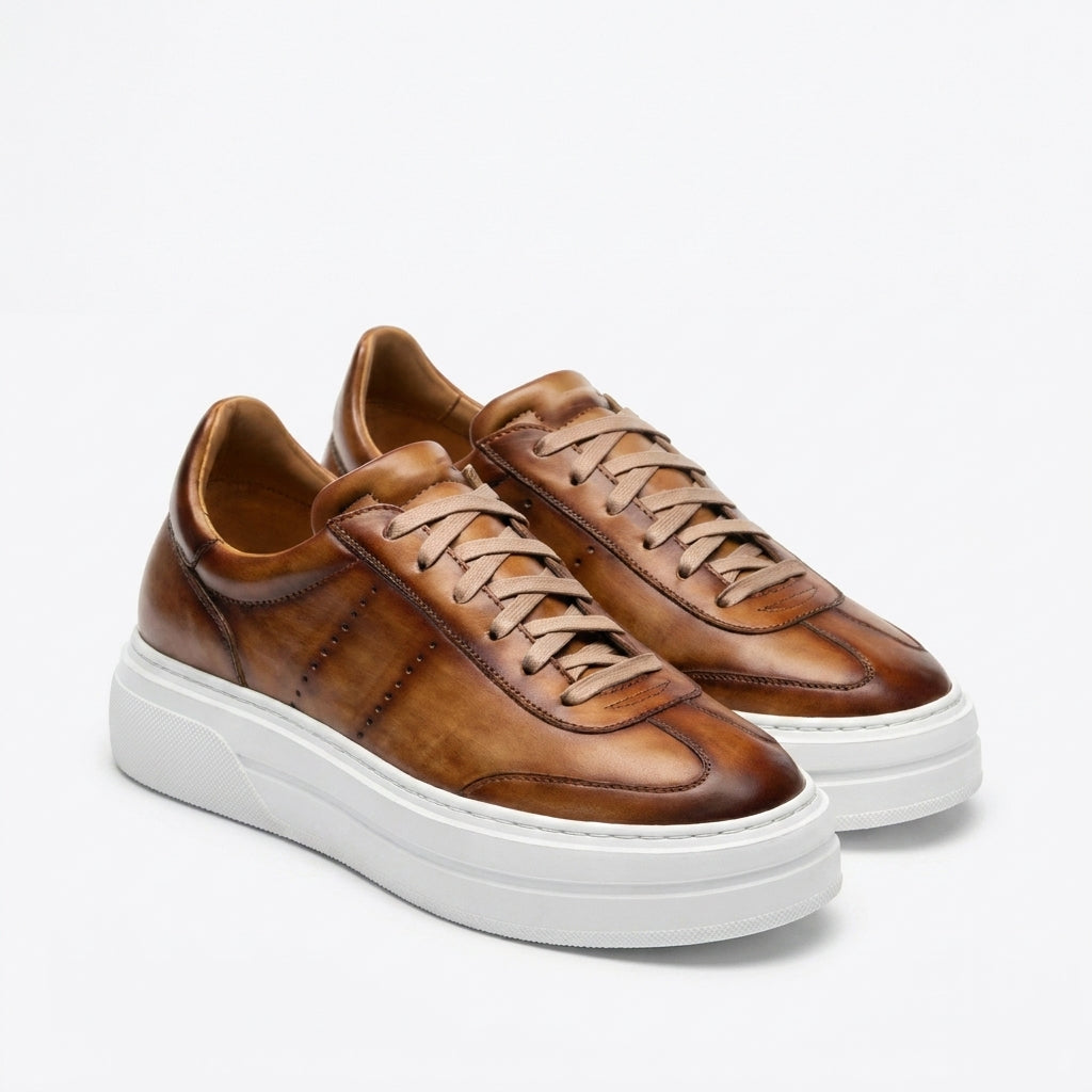Tan Leather Navua Lace Up Sneakers