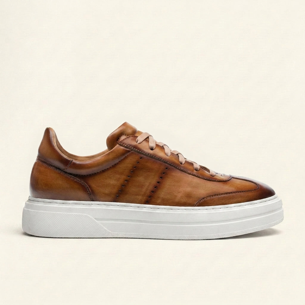Tan Leather Navua Lace Up Sneakers