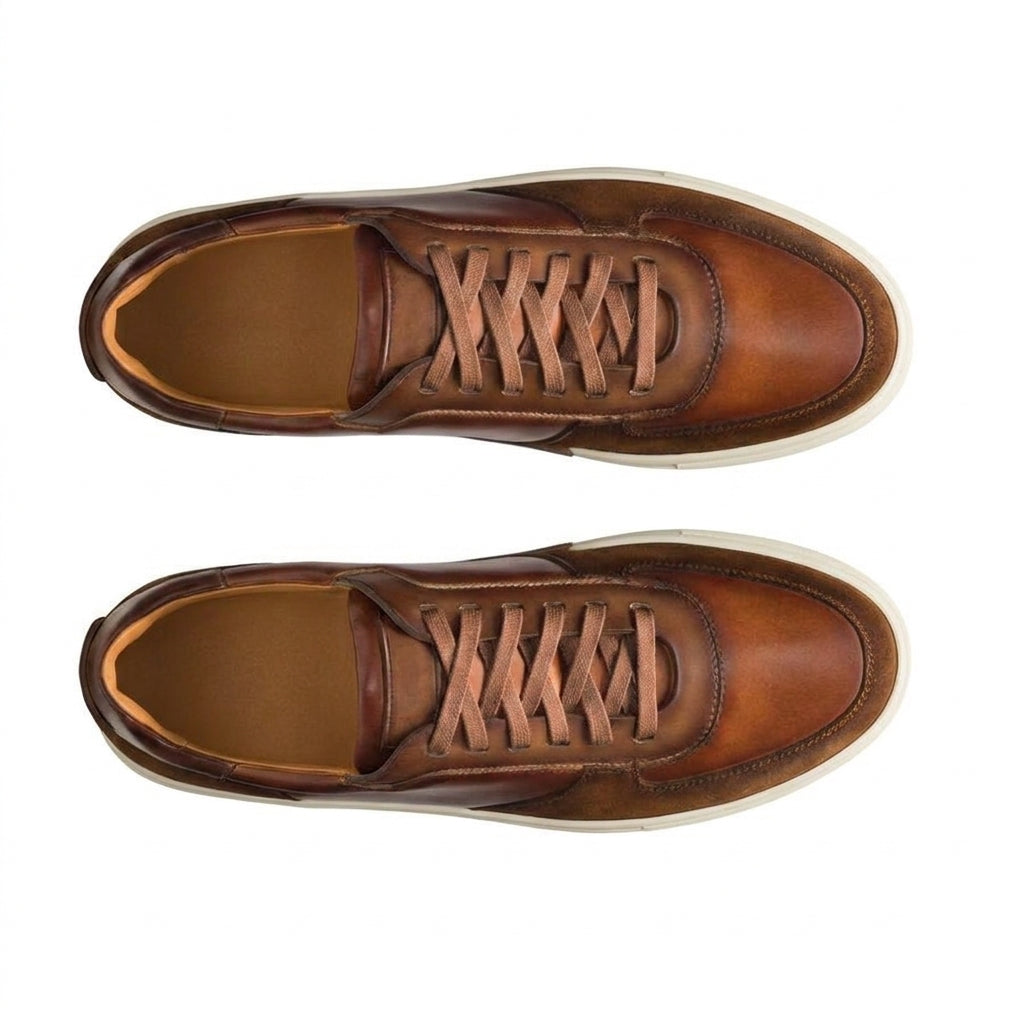 Tan Suede and Leather Nasinu Lace Up Sneakers