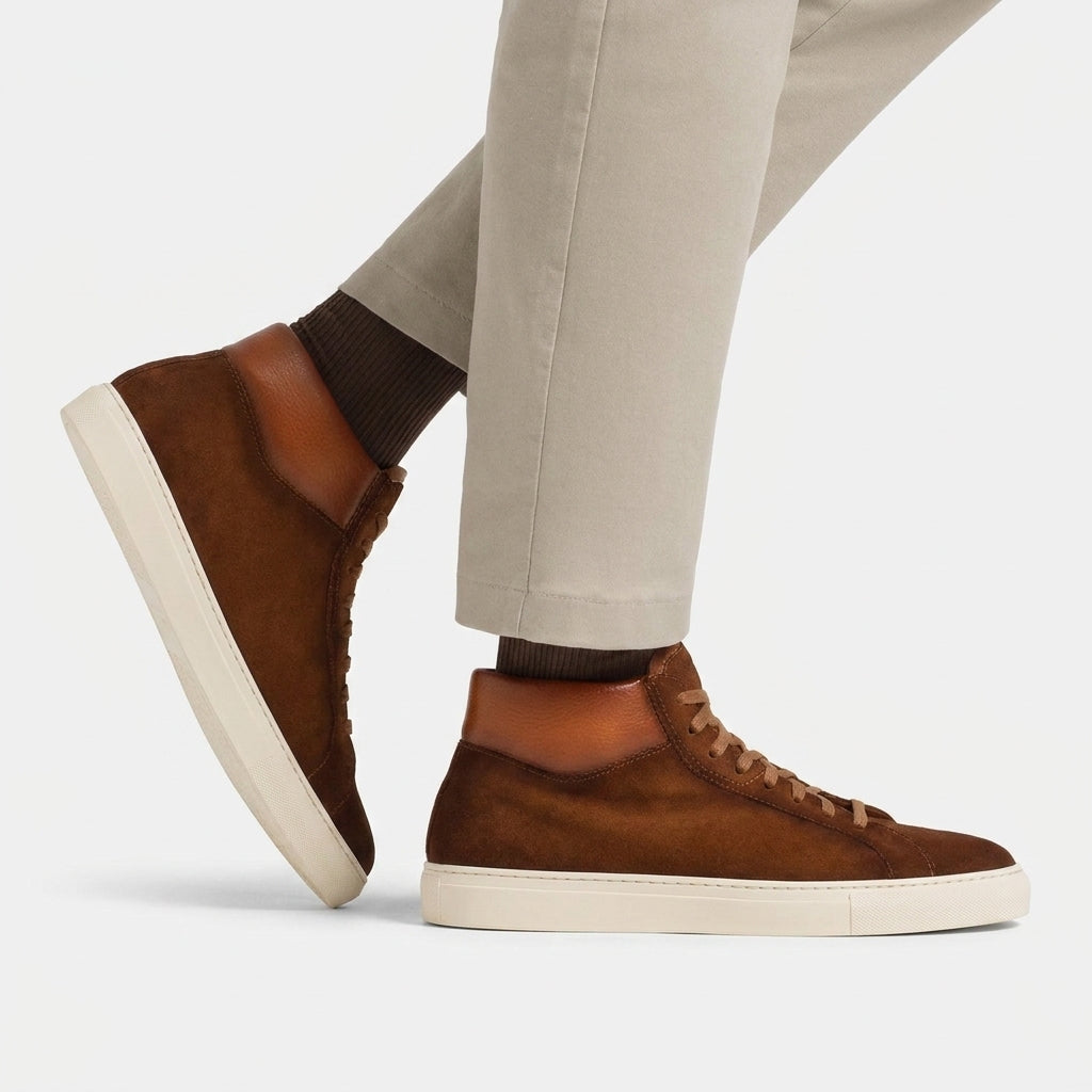Tan Suede Nadelei High Top Sneaker Boots