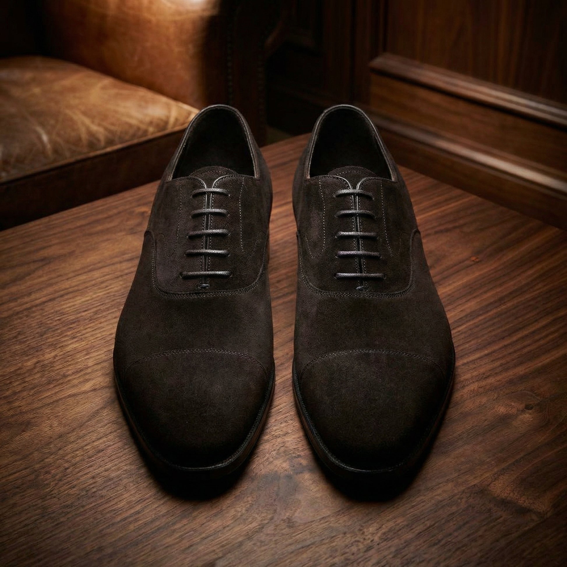 Black Suede Waltham Toe Cap Oxfords