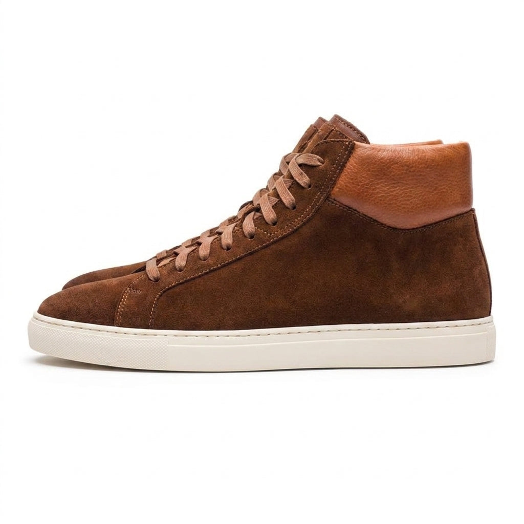 Height Increasing Tan Suede Nadelei High Top Sneaker Boots