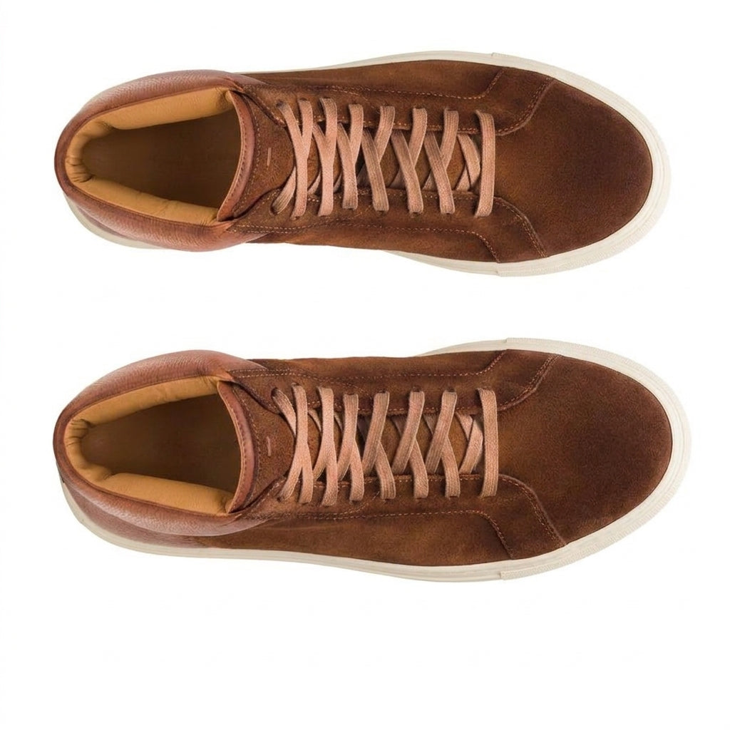 Height Increasing Tan Suede Nadelei High Top Sneaker Boots