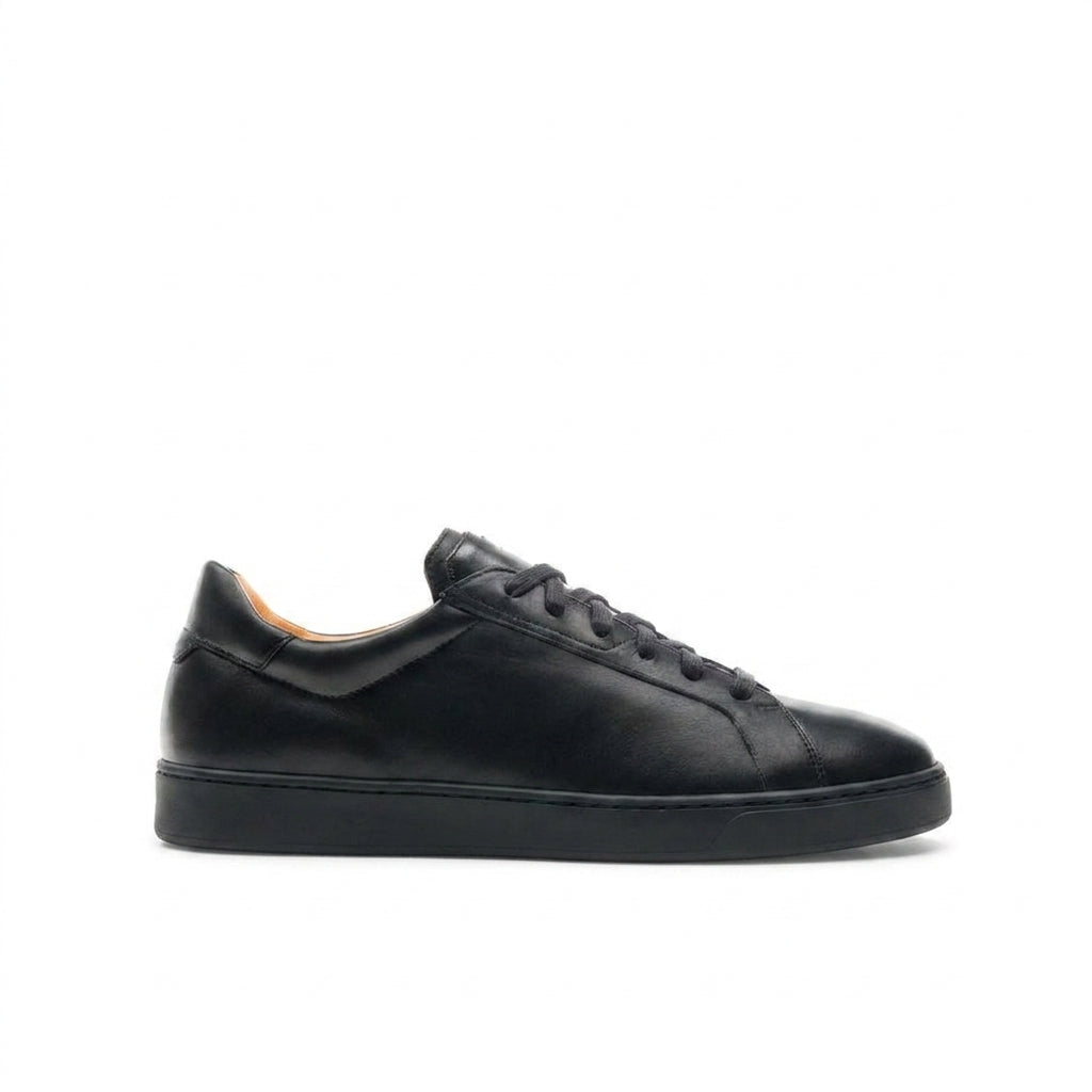 Black Italian Leather Ferena Lace Up Sneakers - AW22