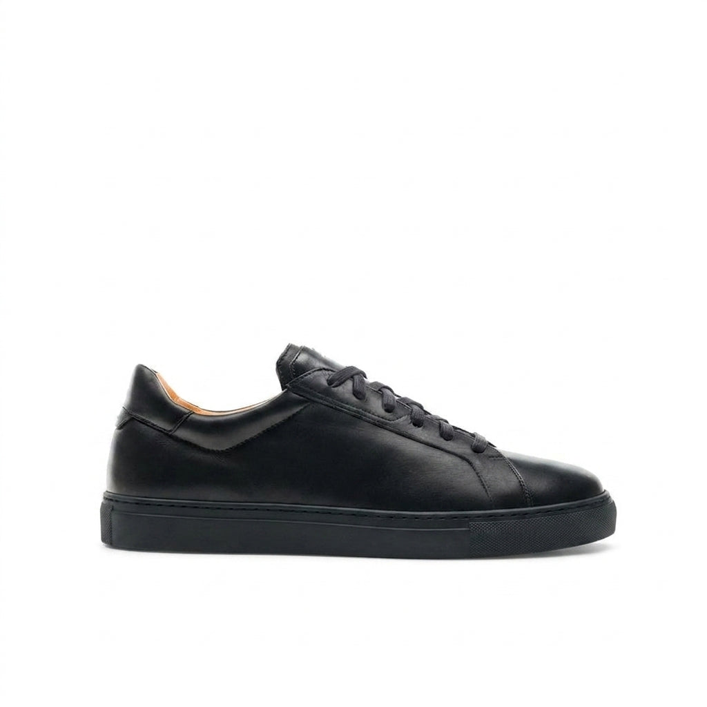 Height Increasing Black Leather Ferena Lace Up Sneakers - AW22