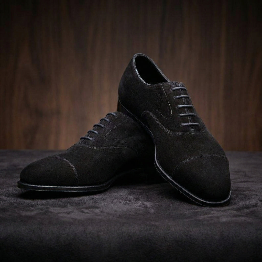 Black Suede Waltham Toe Cap Oxfords