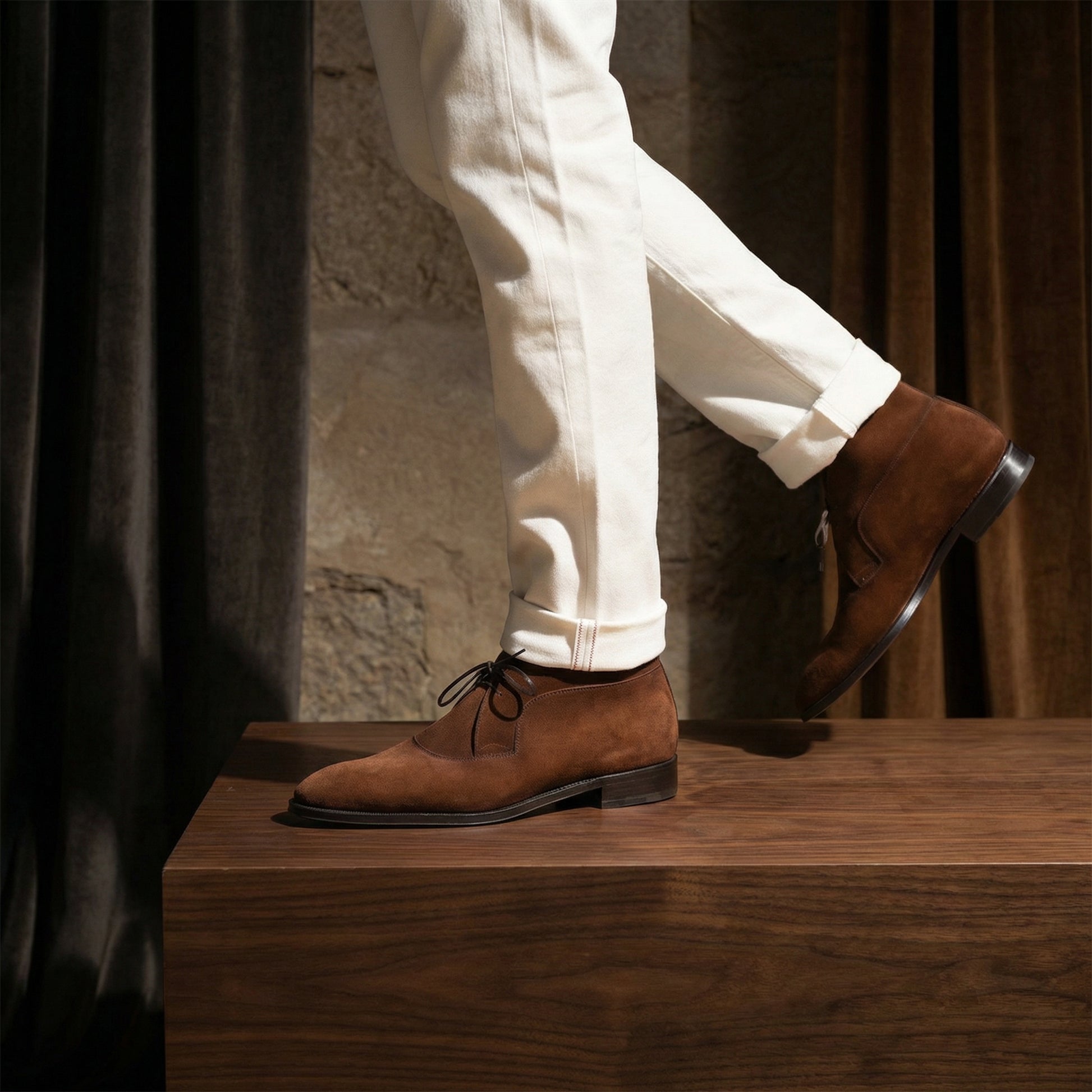 Luxury Edition - Artisian Made Brown Italian Suede Corowa Chelsea Boots