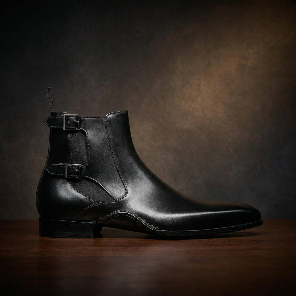 Black Leather Dubbow Chelsea Boots