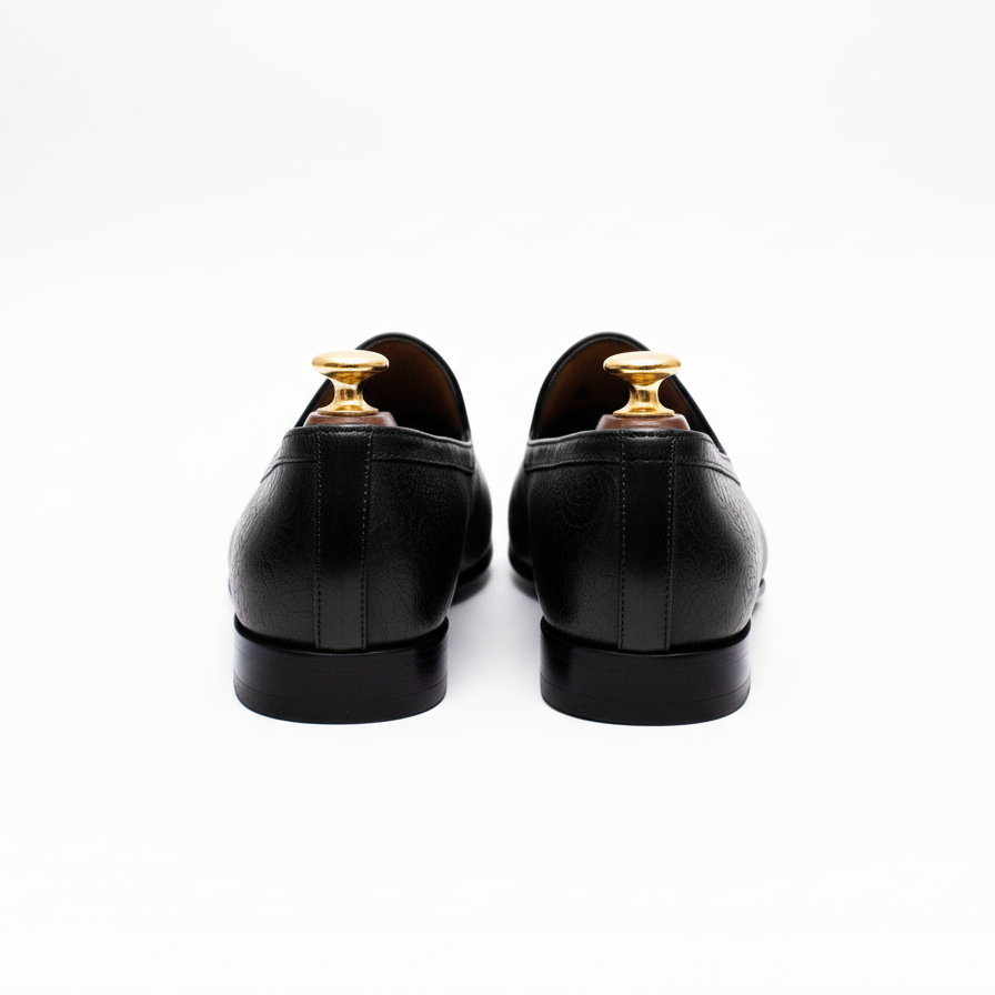 Black Leather Tana Peshawari Jutti Loafers | Wedding Shoes for Groom | Shoes for Haldi Mehendi Sangeet
