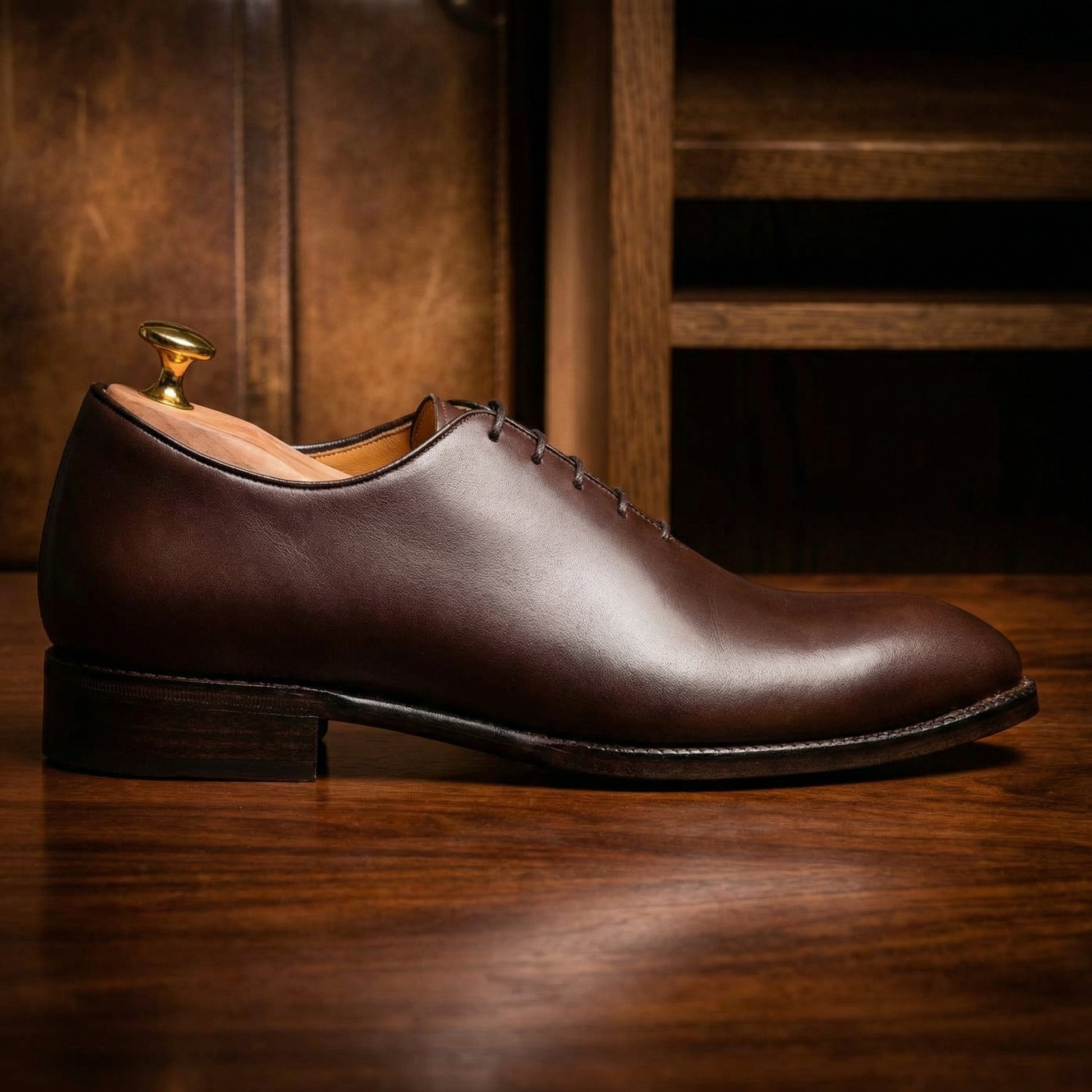 Height Increasing Brown Leather Drayton One Cut Oxfords