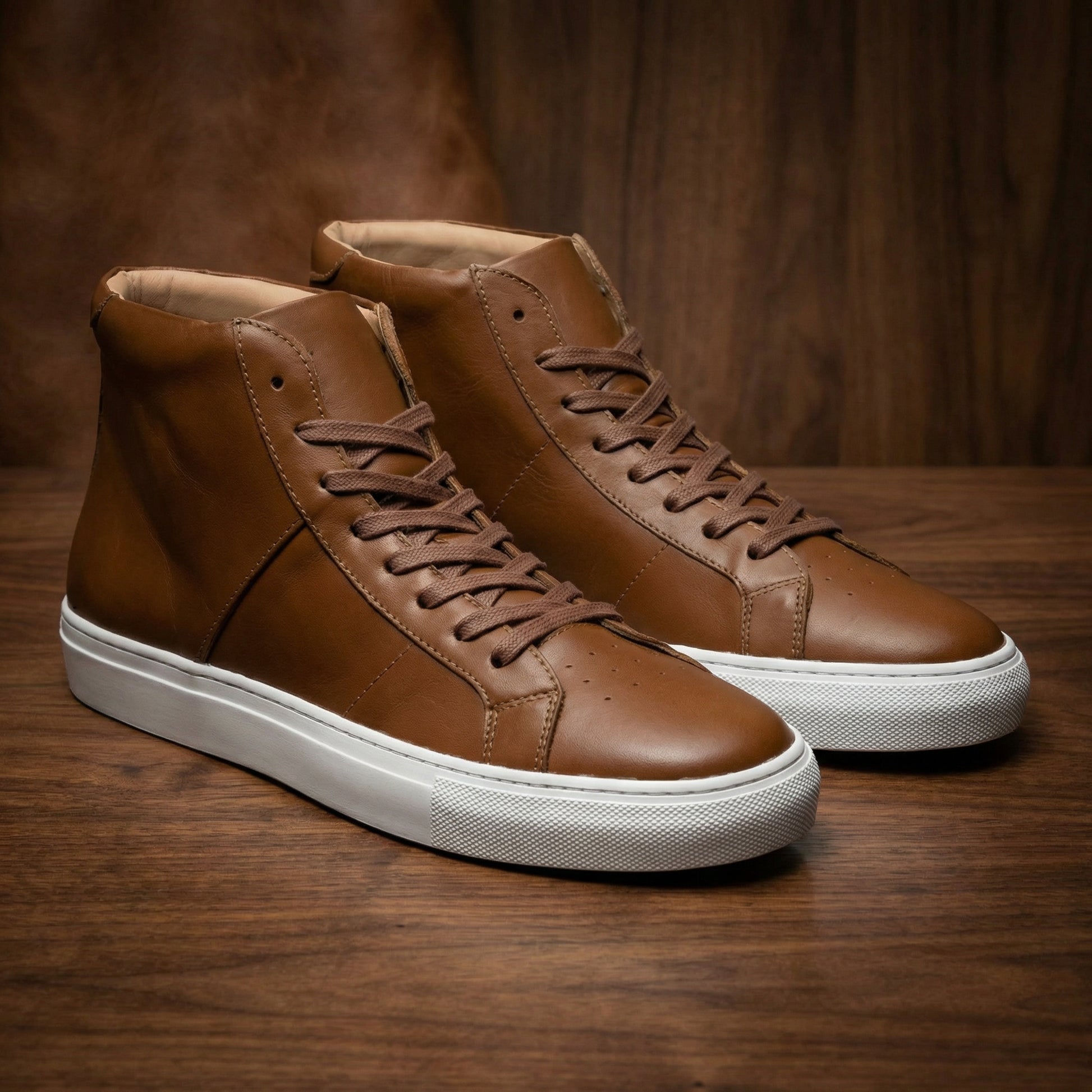 Height Increasing Tan Leather Coleman Sneaker Boots