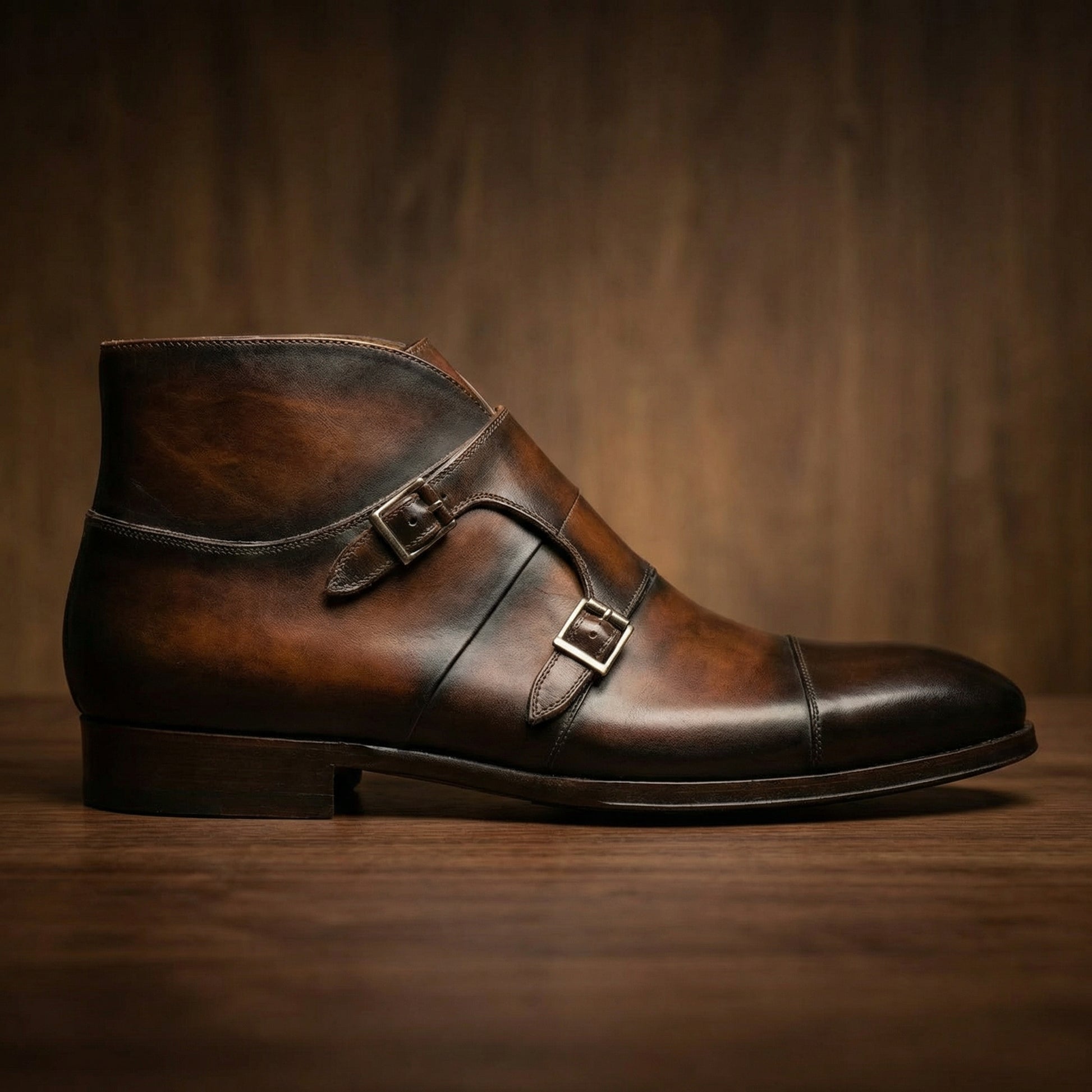 Brown Leather Cosham Monk Strap Boots