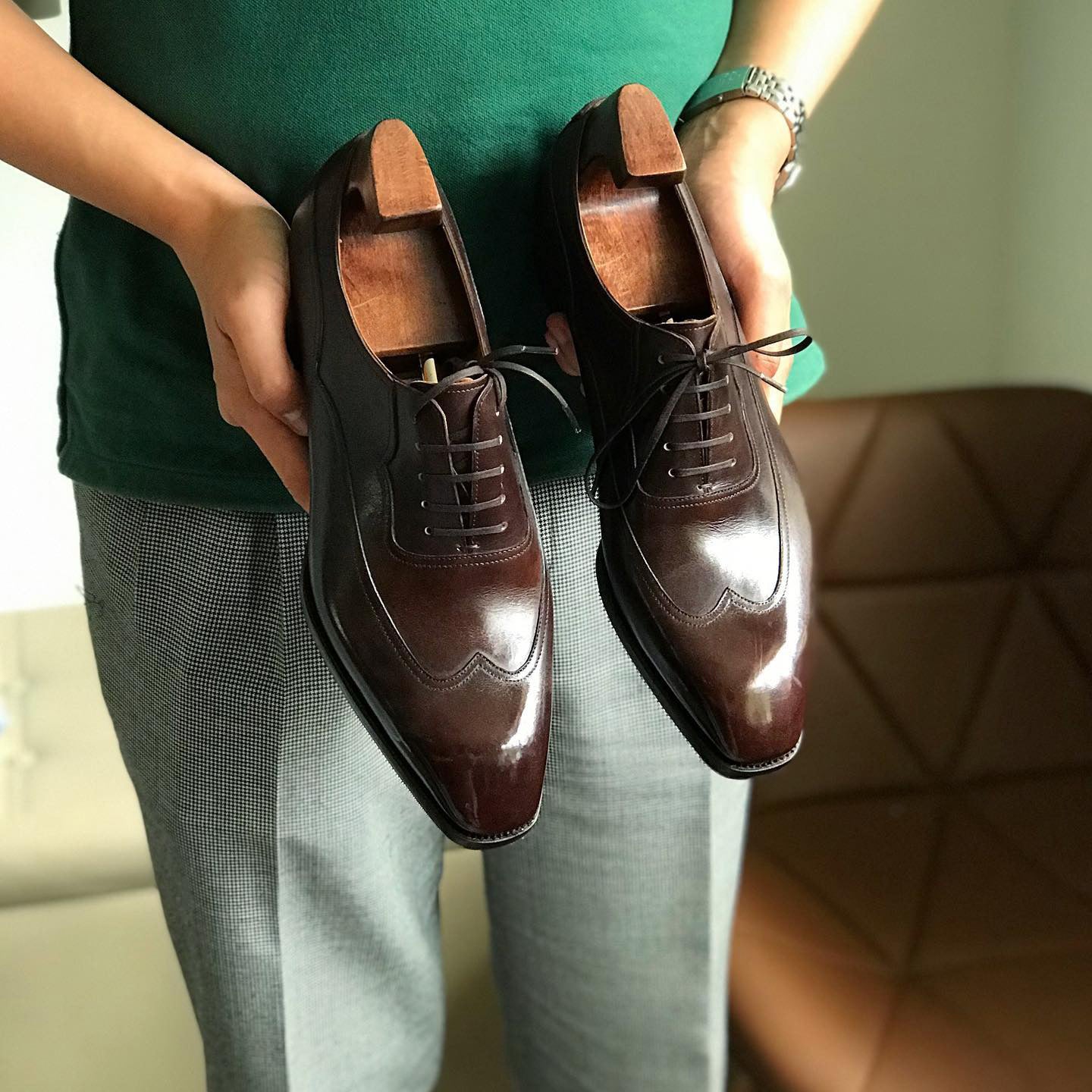 Brown Leather Avignon Wingtip Oxford Shoes 