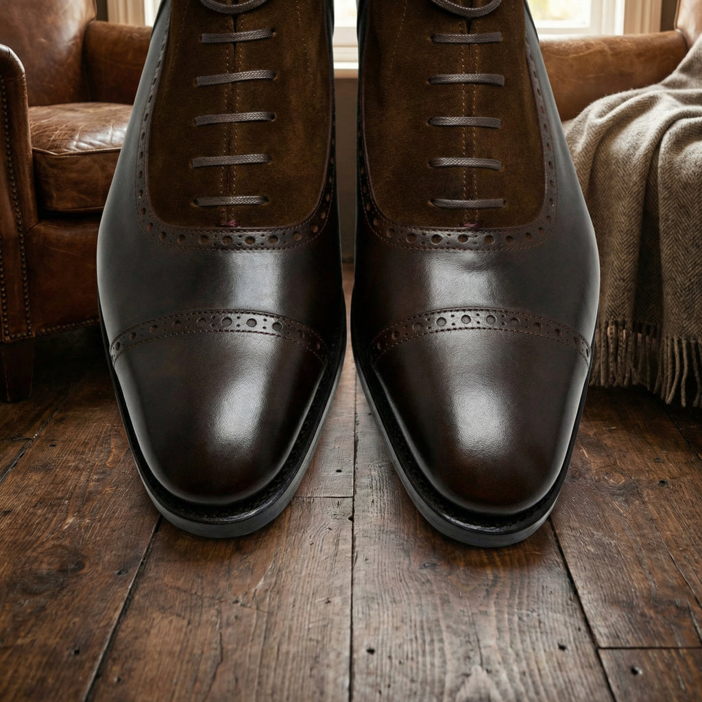Brown Leather & Suede Clifton Lace Up Boots