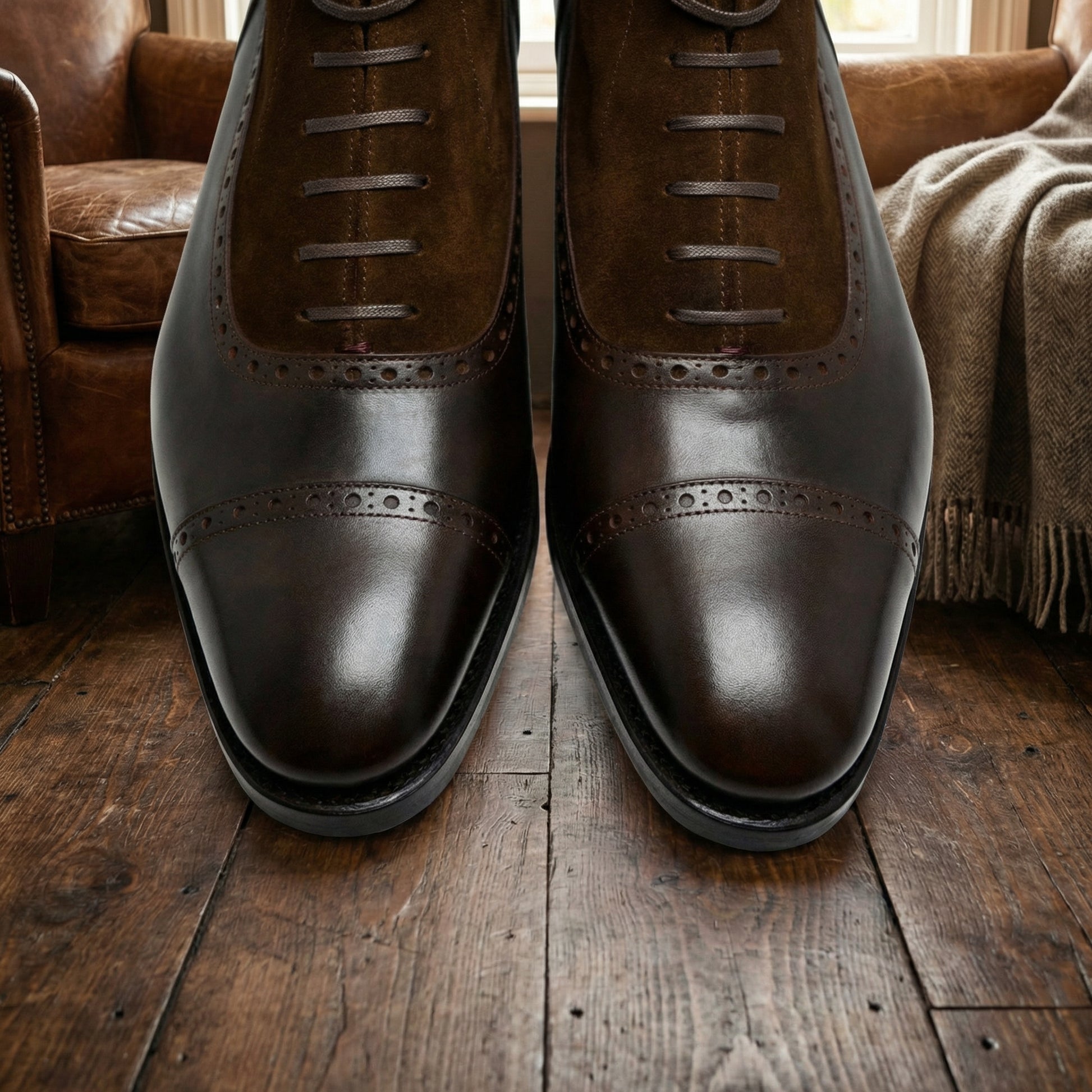 Brown Leather & Suede Clifton Lace Up Boots