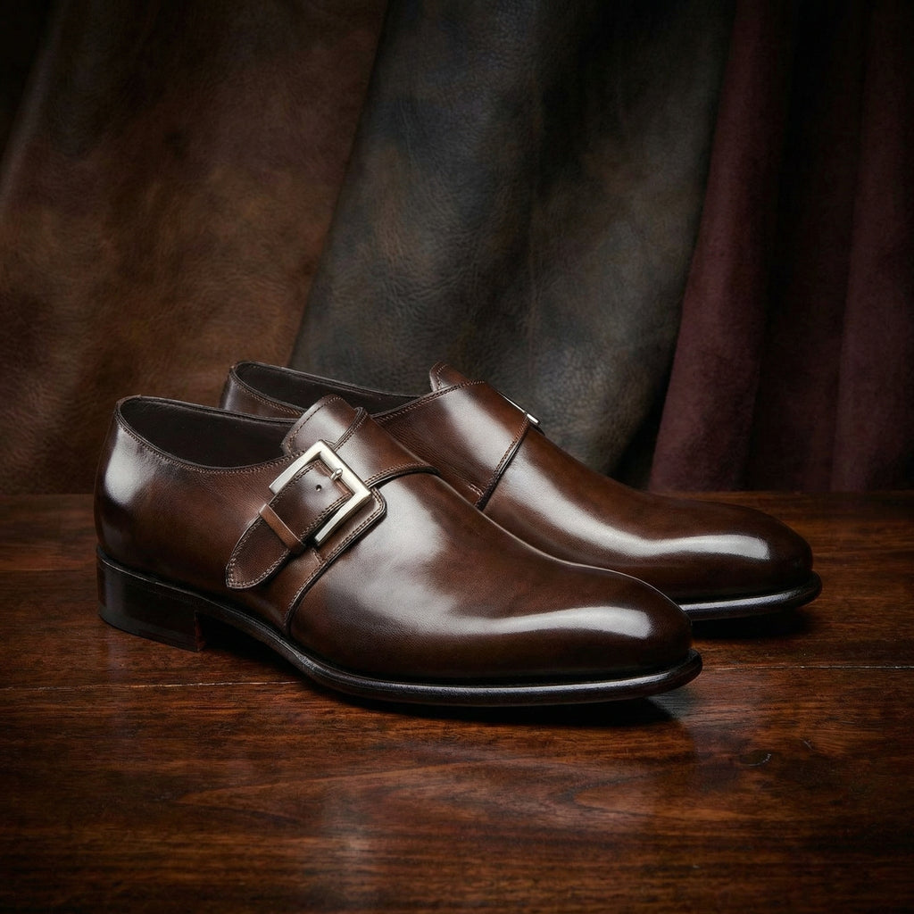 Brown Leather Bromley Monk Straps