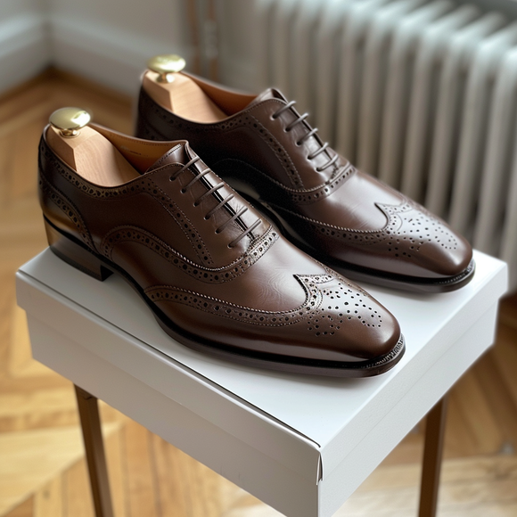 Brown Leather Kellan Brogue Oxfords - Formal Shoes