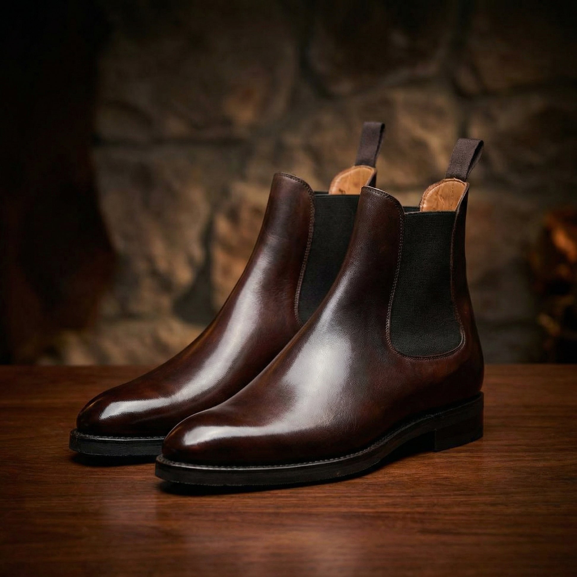 Height Increasing Brown Leather Fenland Slip On Chelsea Boots